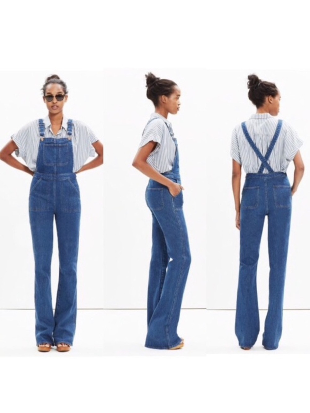 Madewell Flea Market Flare Denim Overalls size S